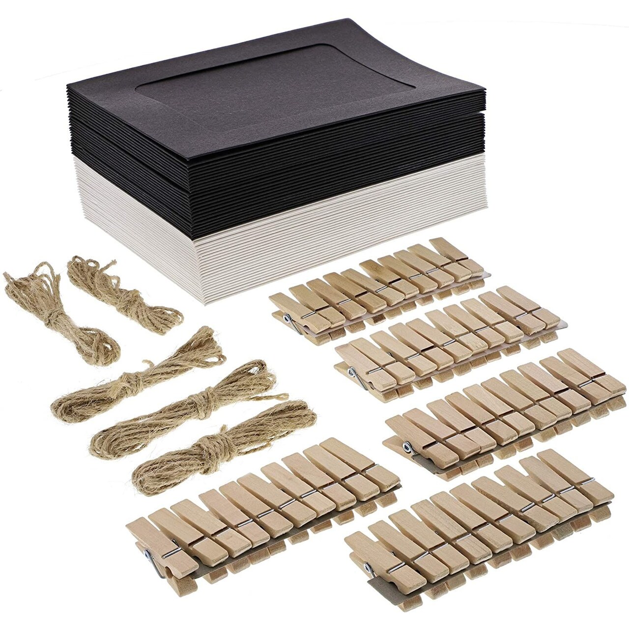 Juvale Cardboard Paper Picture Frame DIY Hanging Kit (50 Pack) 4x6 Inch, Black, White